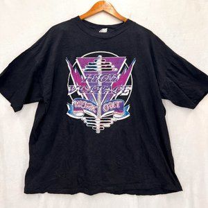 Vintage Printemps Black Single Stitch High Voltage Work Out Graphic T-Shirt USA
